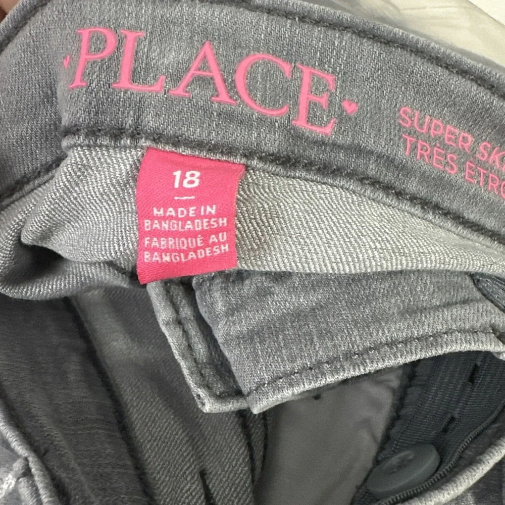Girl Children's Place Supper Skinny Gray Jeans Size‎ 18 NWT